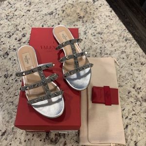 Valentino Silver rock stud sandals